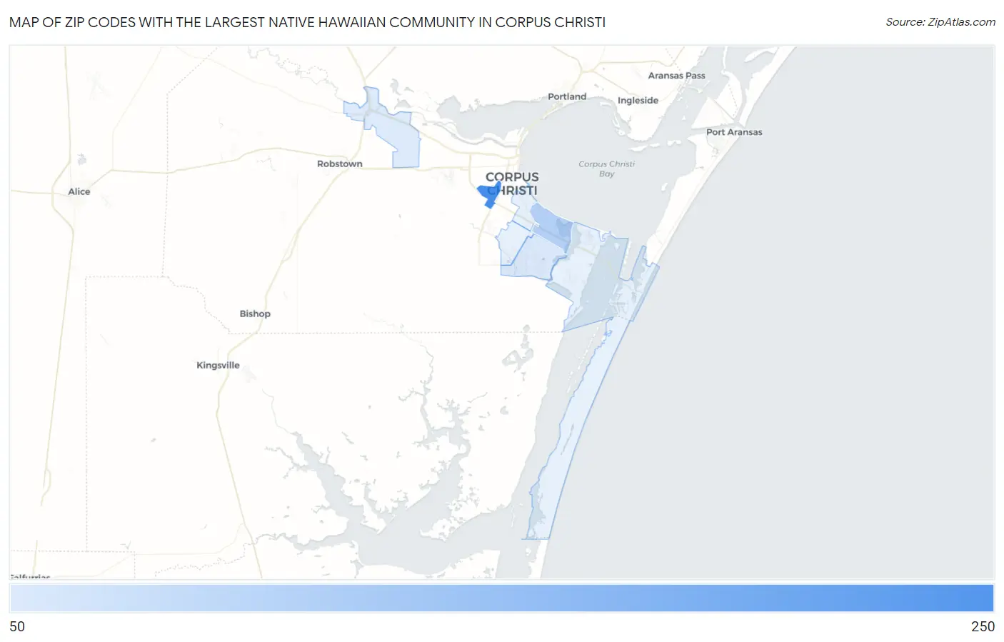 Zip Codes with the Largest Native Hawaiian Community in Corpus Christi Map