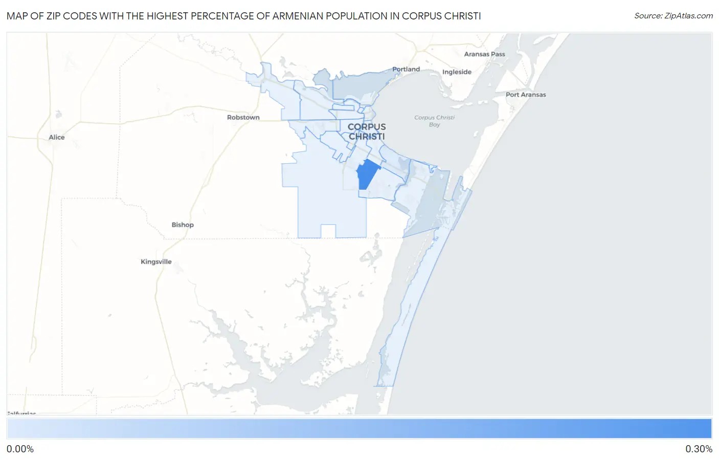 Zip Codes with the Highest Percentage of Armenian Population in Corpus Christi Map