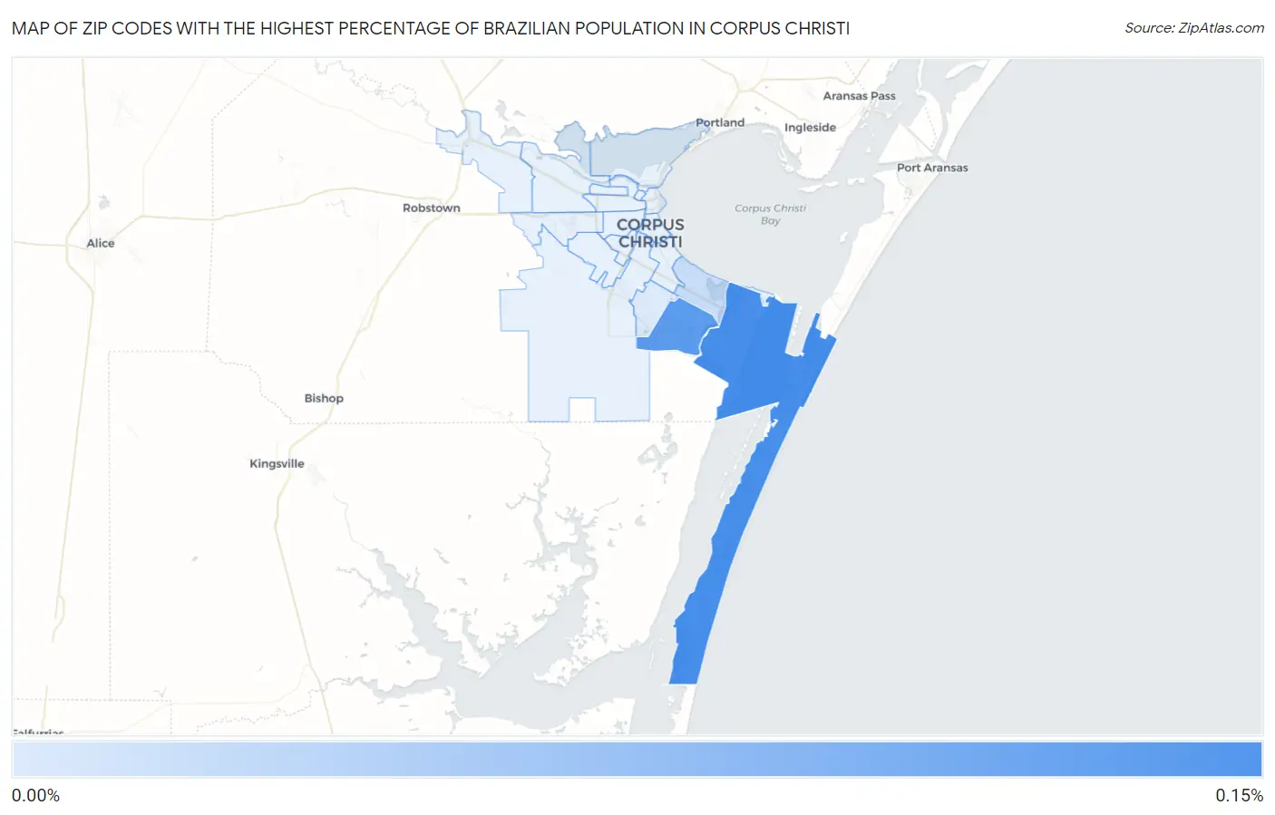 Zip Codes with the Highest Percentage of Brazilian Population in Corpus Christi Map