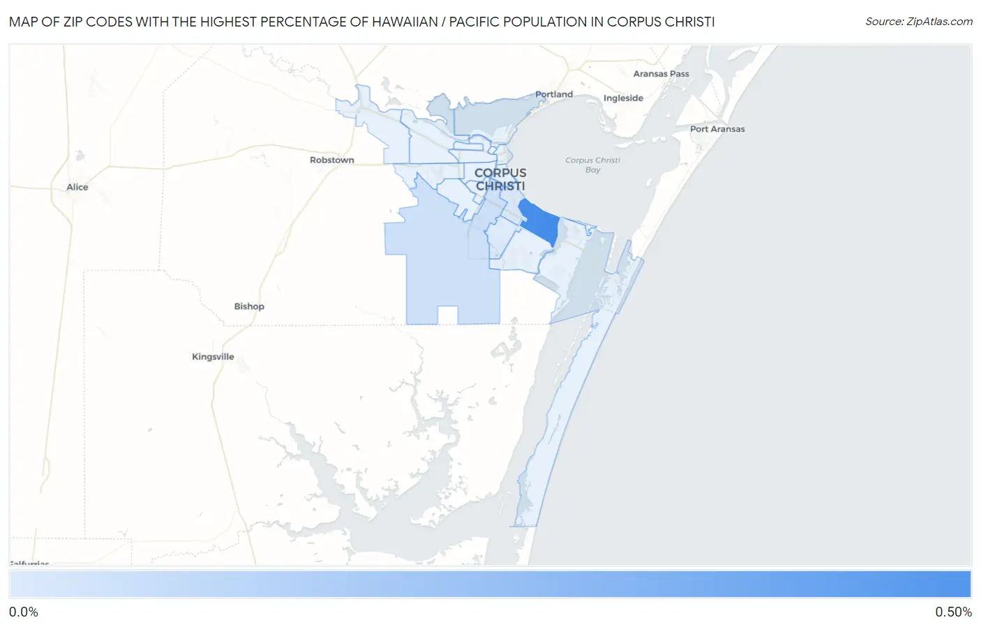 Zip Codes with the Highest Percentage of Hawaiian / Pacific Population in Corpus Christi Map