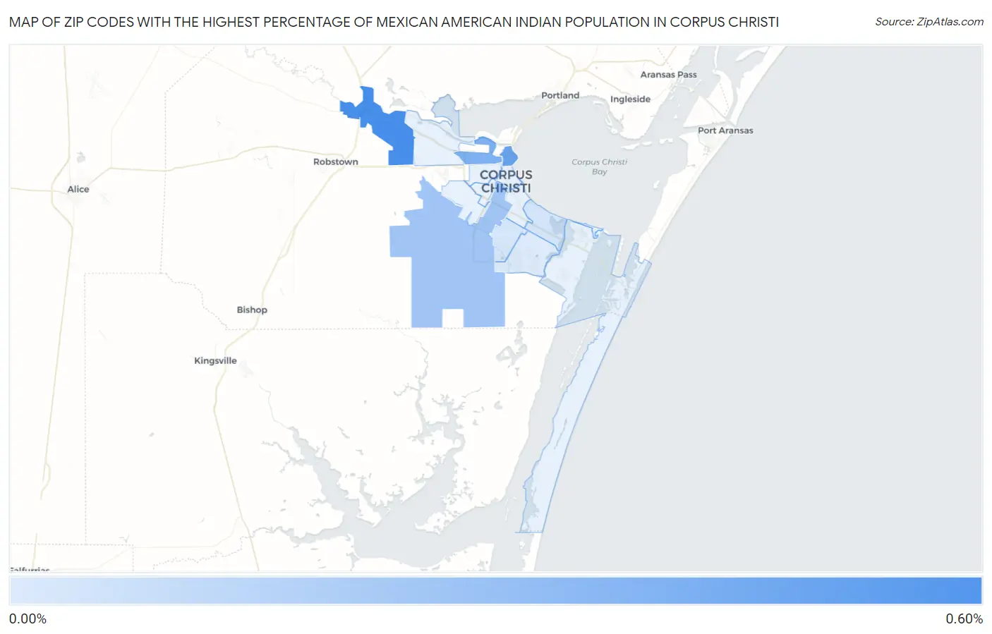 Zip Codes with the Highest Percentage of Mexican American Indian Population in Corpus Christi Map