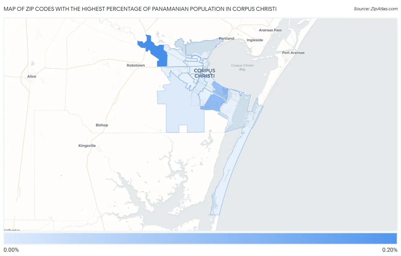 Zip Codes with the Highest Percentage of Panamanian Population in Corpus Christi Map