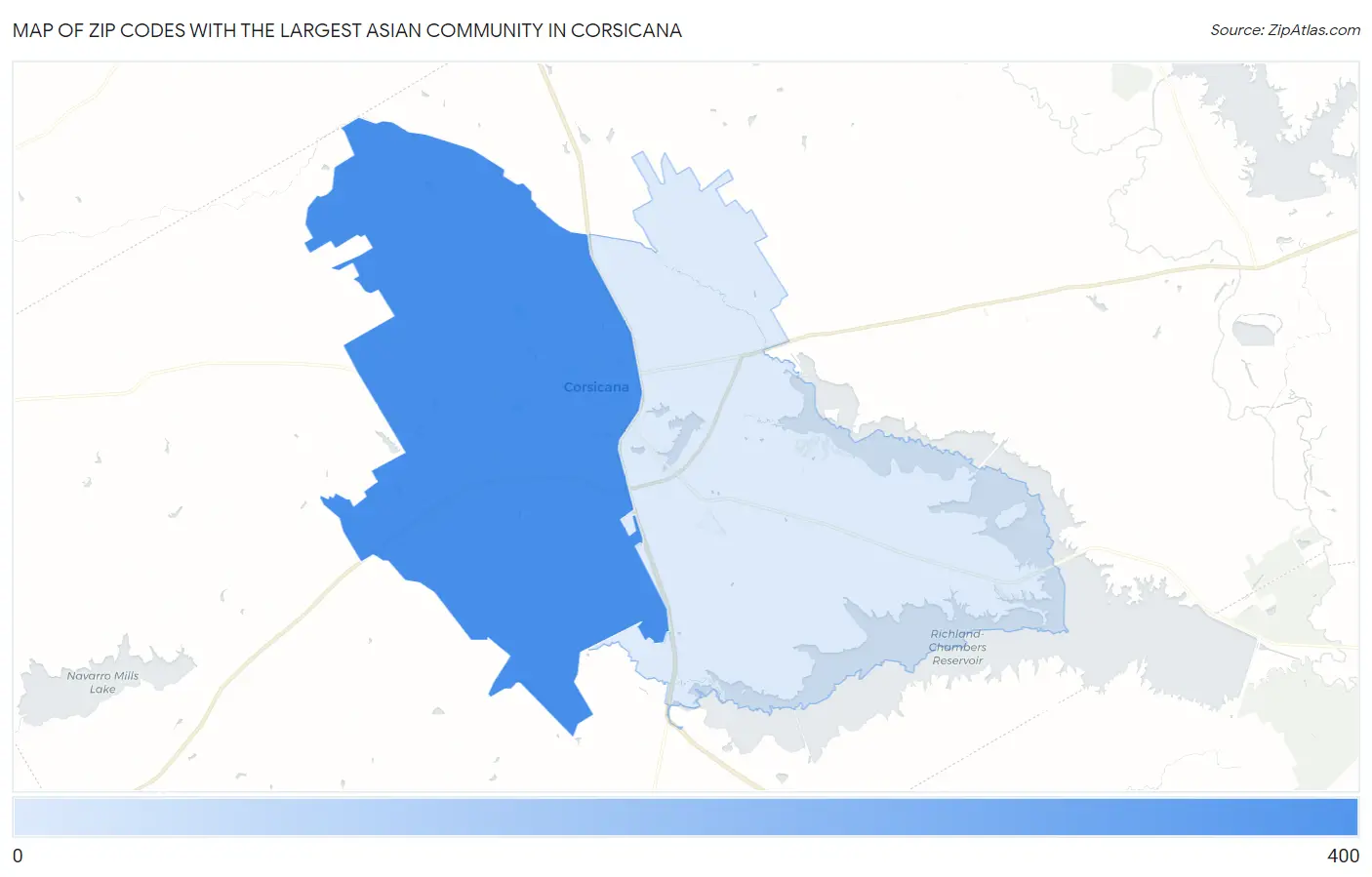 Zip Codes with the Largest Asian Community in Corsicana Map