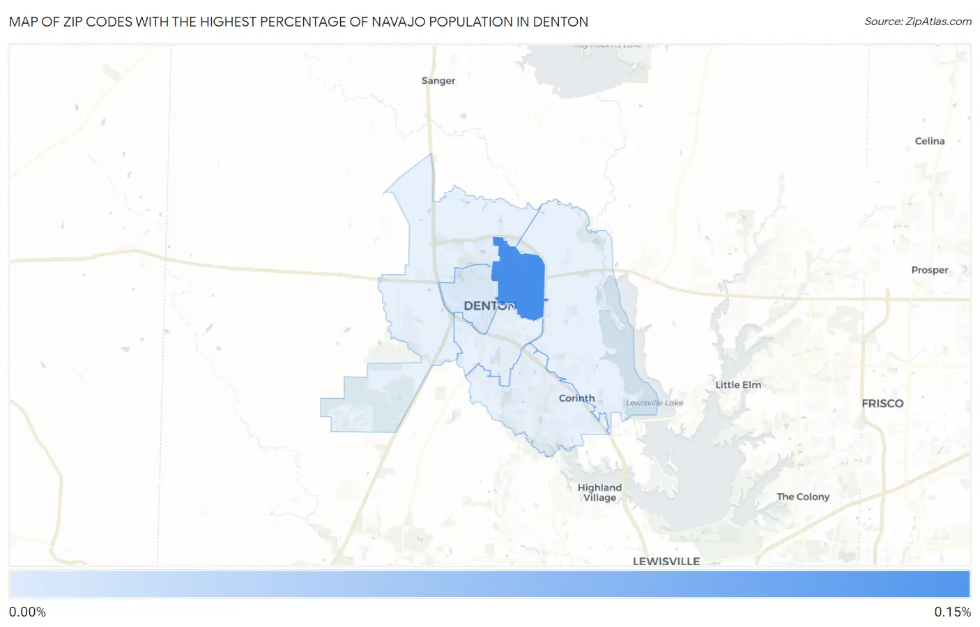 Zip Codes with the Highest Percentage of Navajo Population in Denton Map