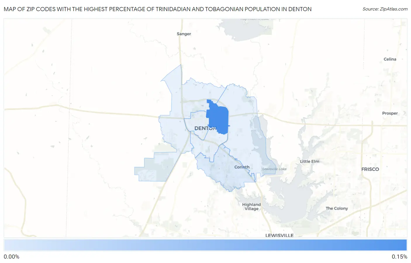 Zip Codes with the Highest Percentage of Trinidadian and Tobagonian Population in Denton Map