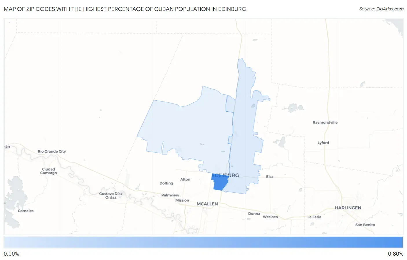 Zip Codes with the Highest Percentage of Cuban Population in Edinburg Map