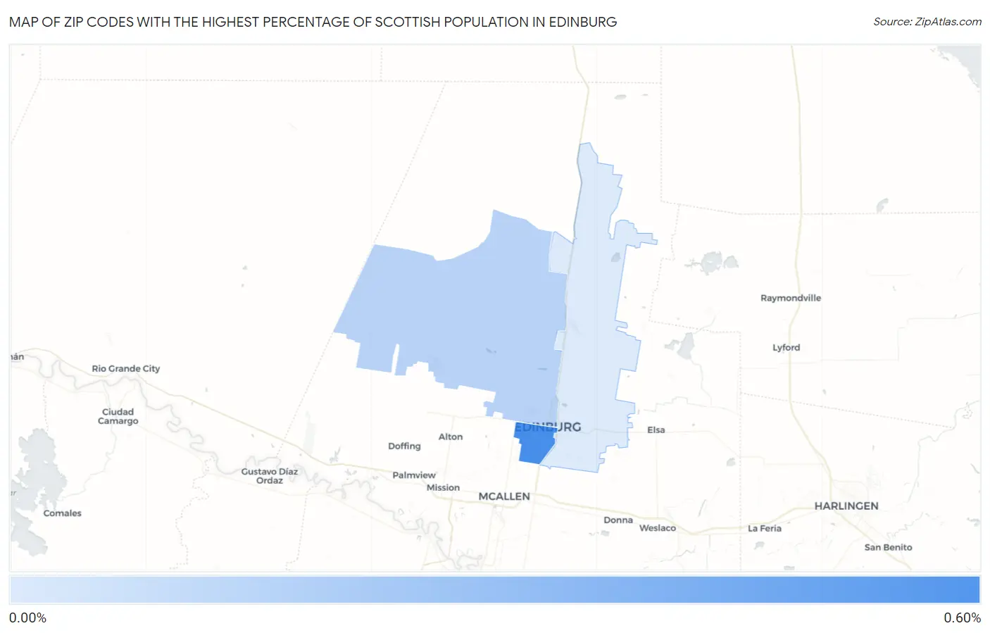 Zip Codes with the Highest Percentage of Scottish Population in Edinburg Map