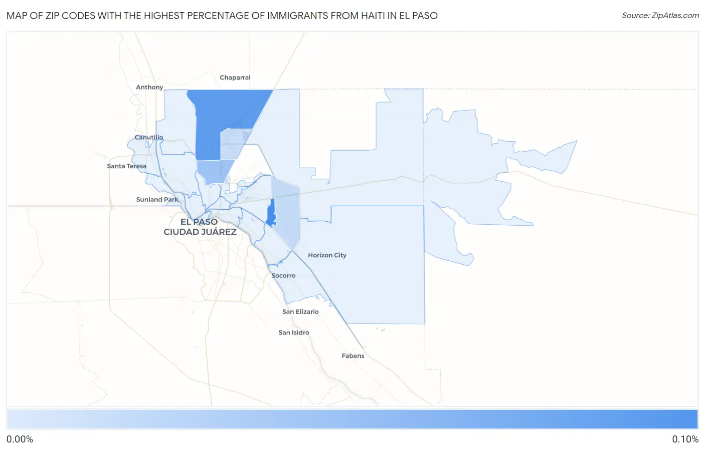 Zip Codes with the Highest Percentage of Immigrants from Haiti in El Paso Map
