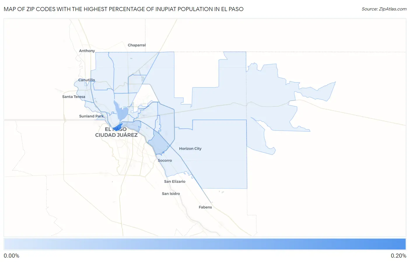 Zip Codes with the Highest Percentage of Inupiat Population in El Paso Map