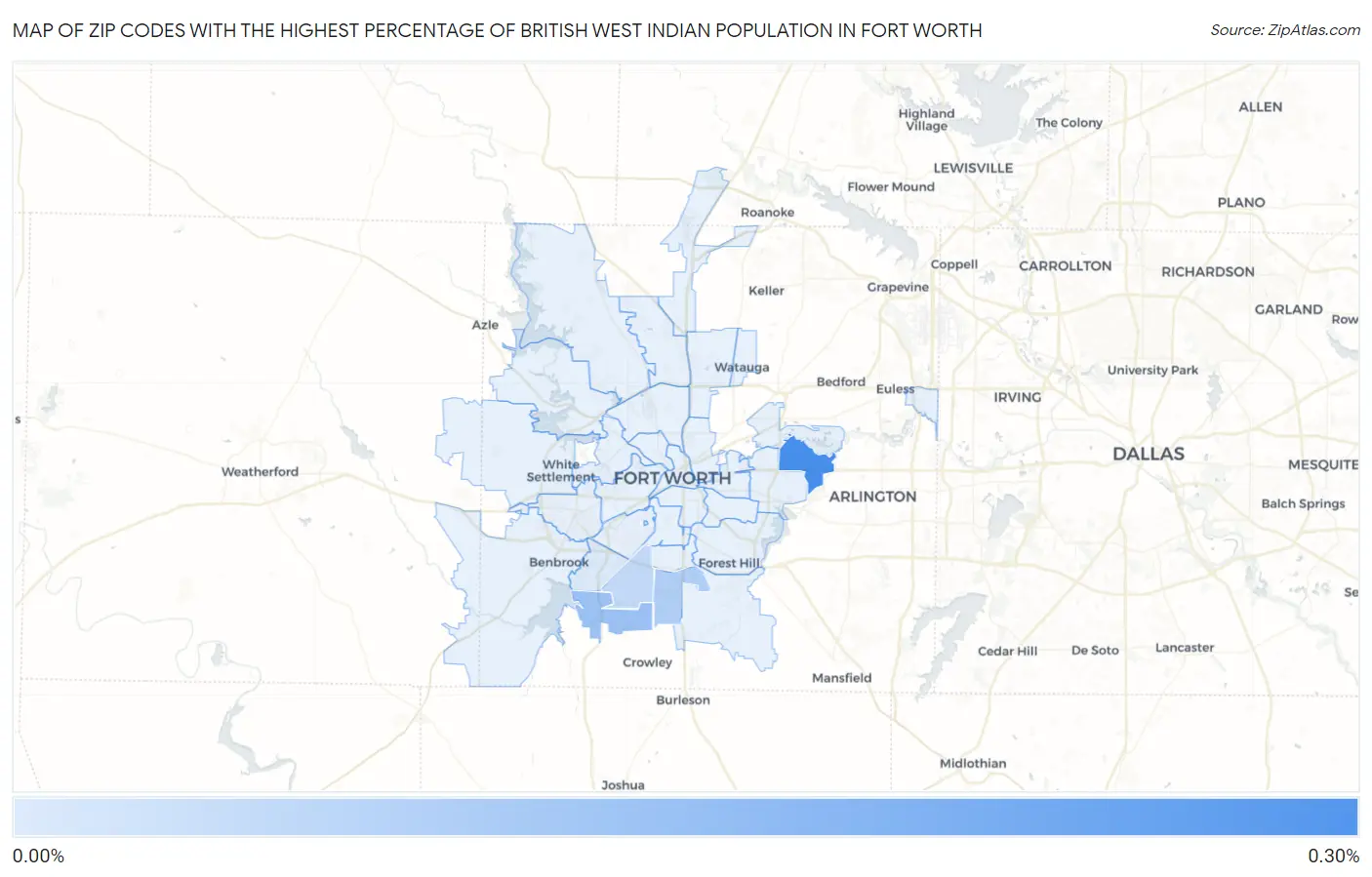 Zip Codes with the Highest Percentage of British West Indian Population in Fort Worth Map