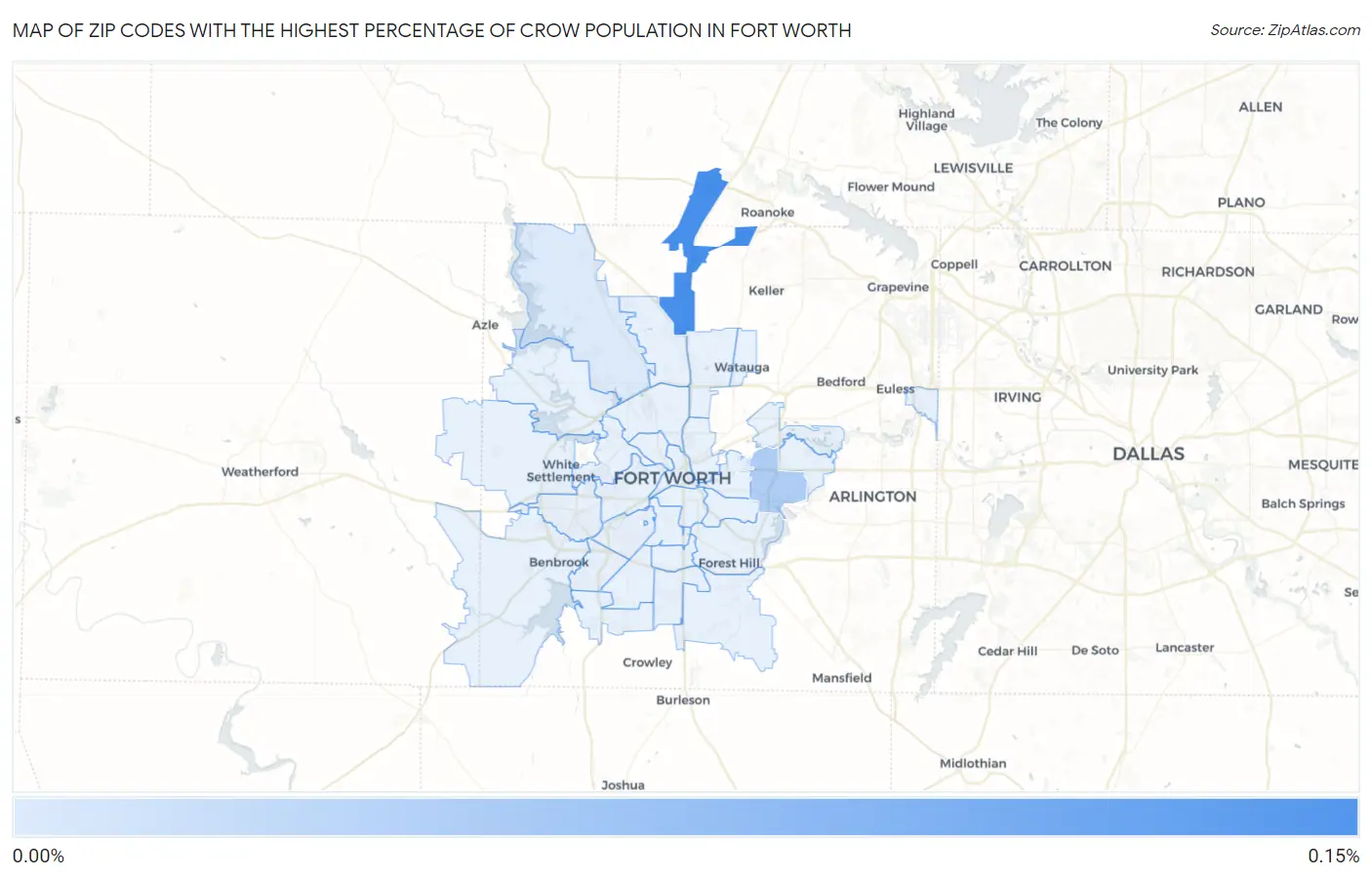 Zip Codes with the Highest Percentage of Crow Population in Fort Worth Map
