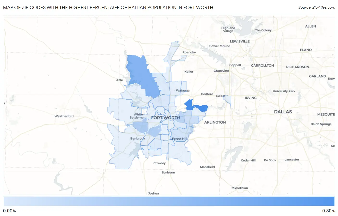 Zip Codes with the Highest Percentage of Haitian Population in Fort Worth Map