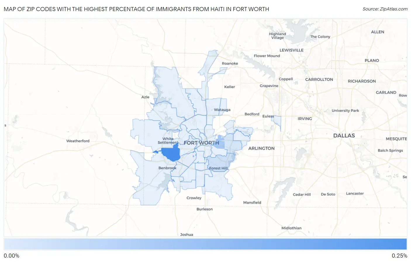 Zip Codes with the Highest Percentage of Immigrants from Haiti in Fort Worth Map