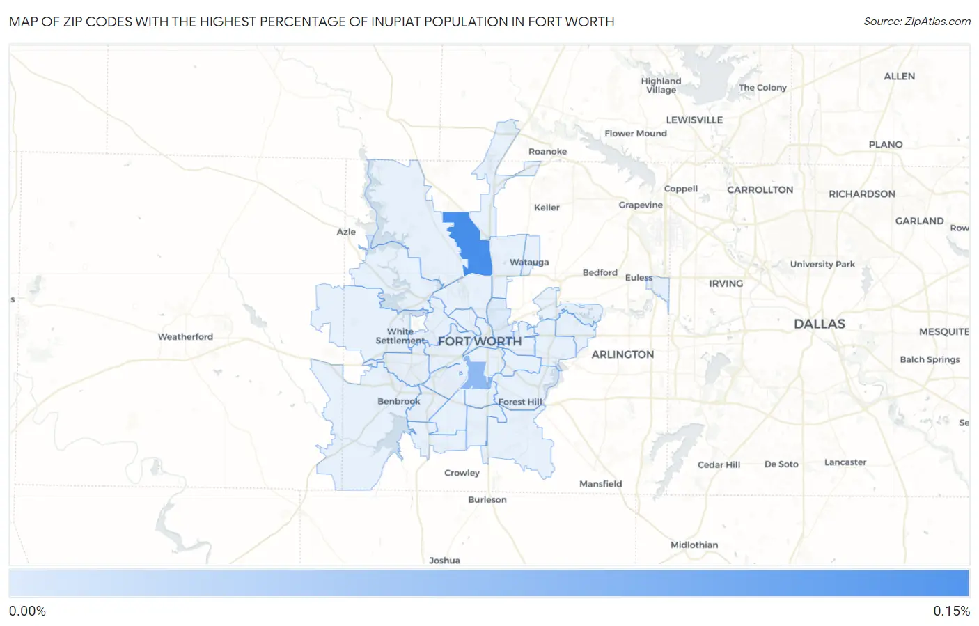 Zip Codes with the Highest Percentage of Inupiat Population in Fort Worth Map