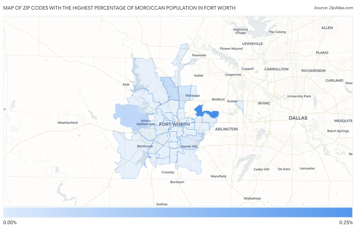Zip Codes with the Highest Percentage of Moroccan Population in Fort Worth Map