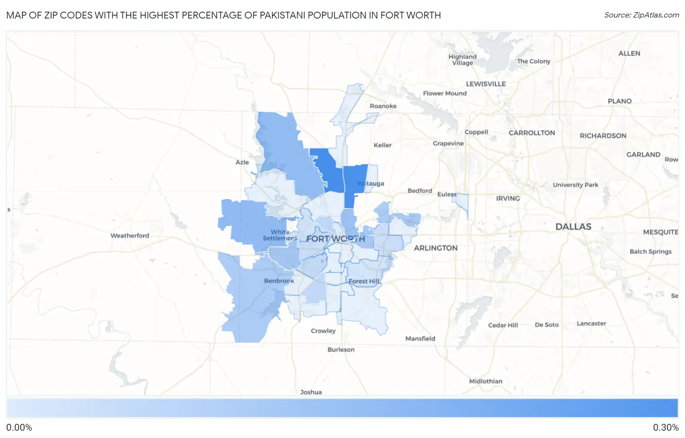 Zip Codes with the Highest Percentage of Pakistani Population in Fort Worth Map