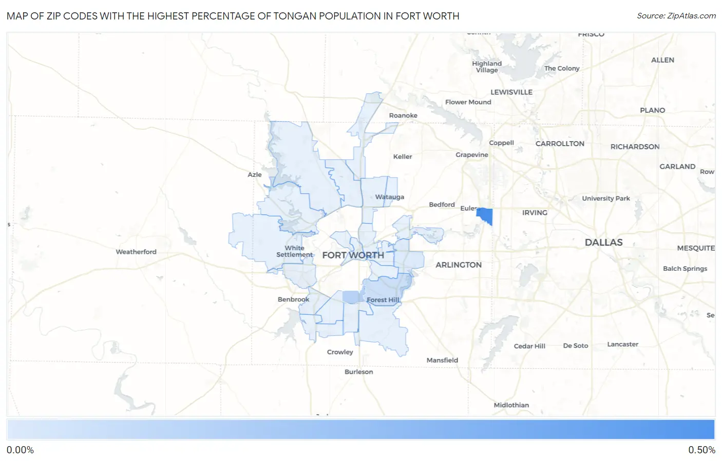 Zip Codes with the Highest Percentage of Tongan Population in Fort Worth Map