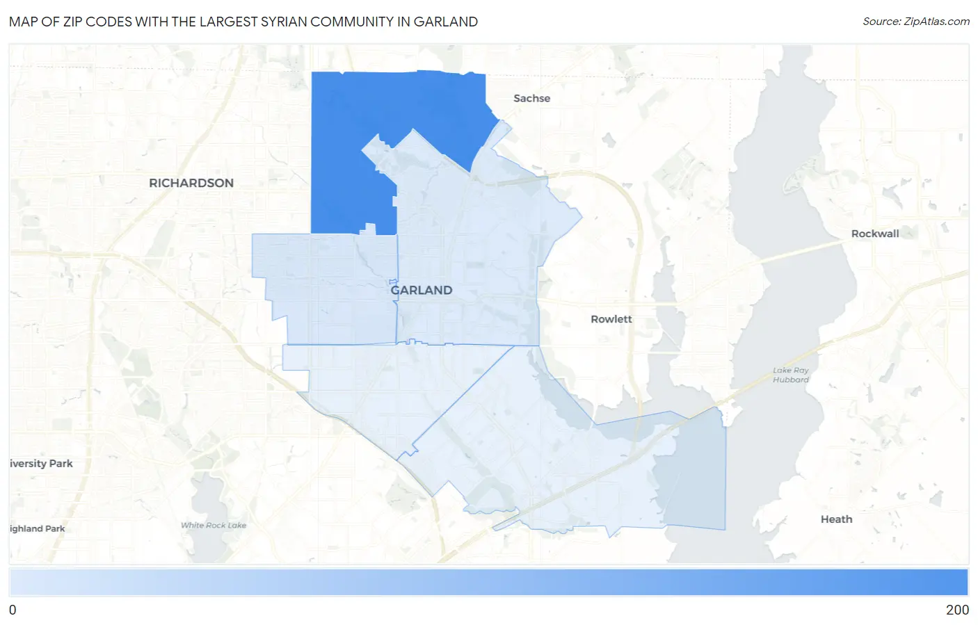 Zip Codes with the Largest Syrian Community in Garland Map