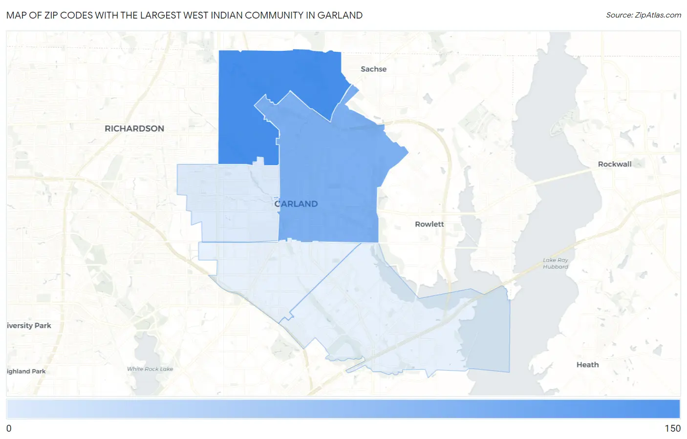 Zip Codes with the Largest West Indian Community in Garland Map