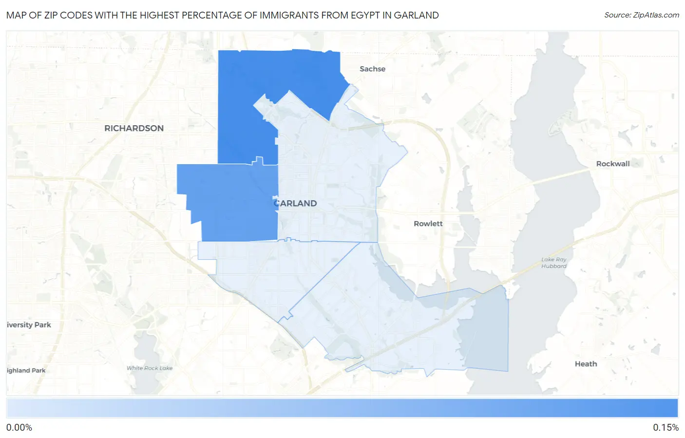Zip Codes with the Highest Percentage of Immigrants from Egypt in Garland Map
