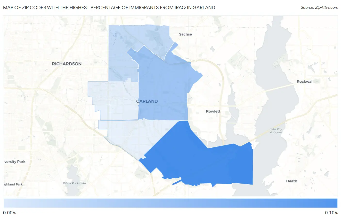 Zip Codes with the Highest Percentage of Immigrants from Iraq in Garland Map