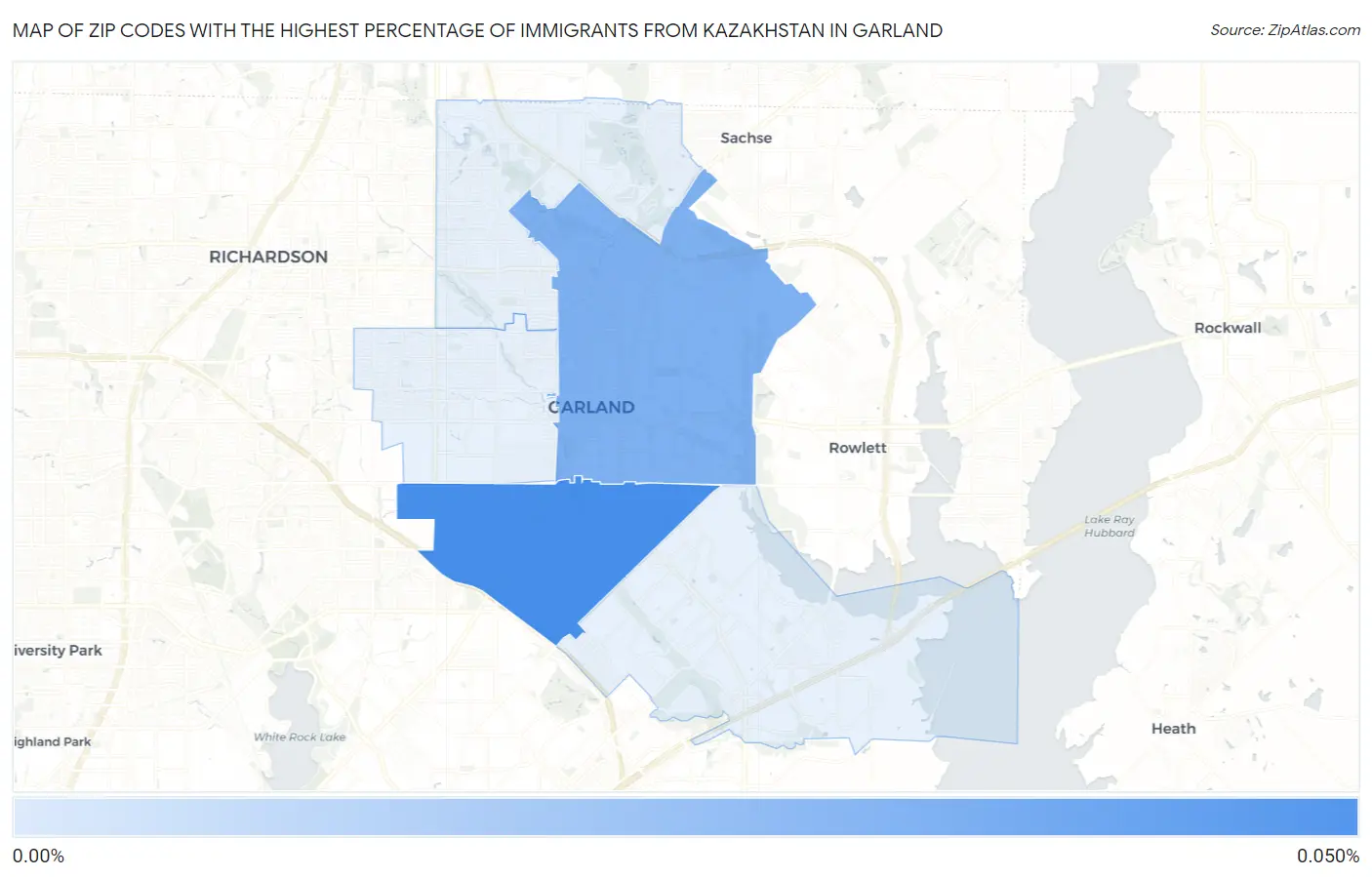 Zip Codes with the Highest Percentage of Immigrants from Kazakhstan in Garland Map