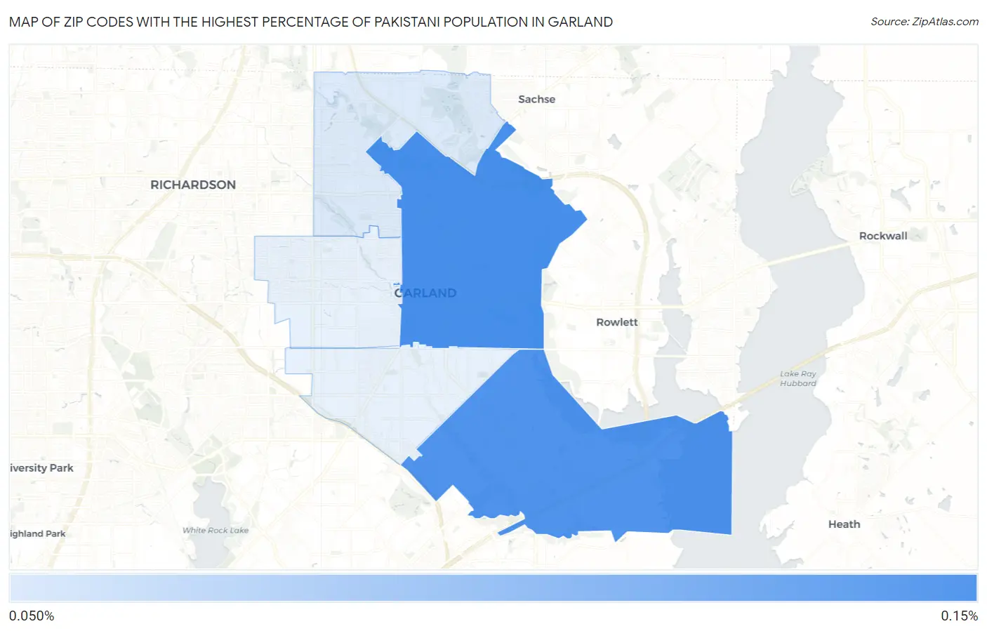 Zip Codes with the Highest Percentage of Pakistani Population in Garland Map