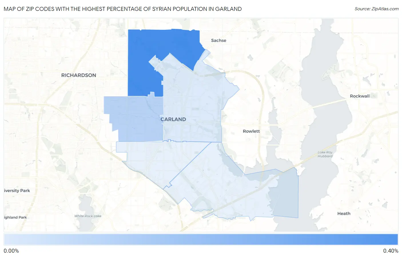 Zip Codes with the Highest Percentage of Syrian Population in Garland Map