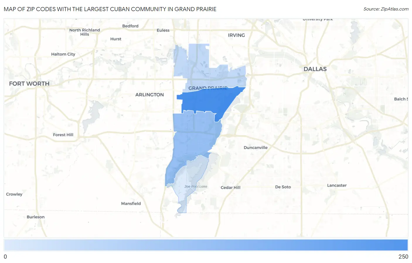 Zip Codes with the Largest Cuban Community in Grand Prairie Map