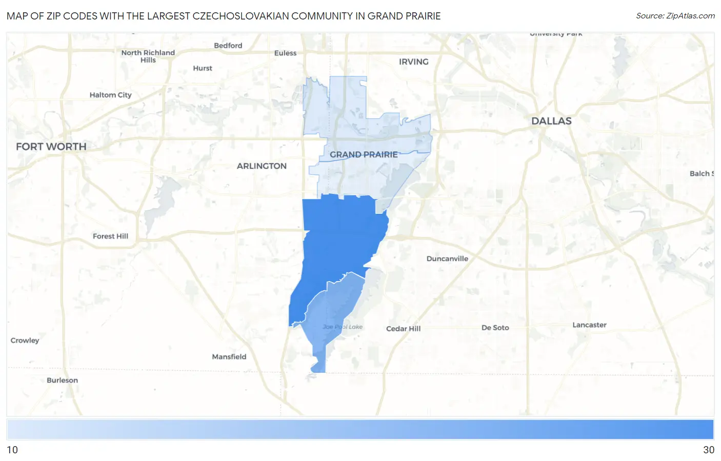 Zip Codes with the Largest Czechoslovakian Community in Grand Prairie Map
