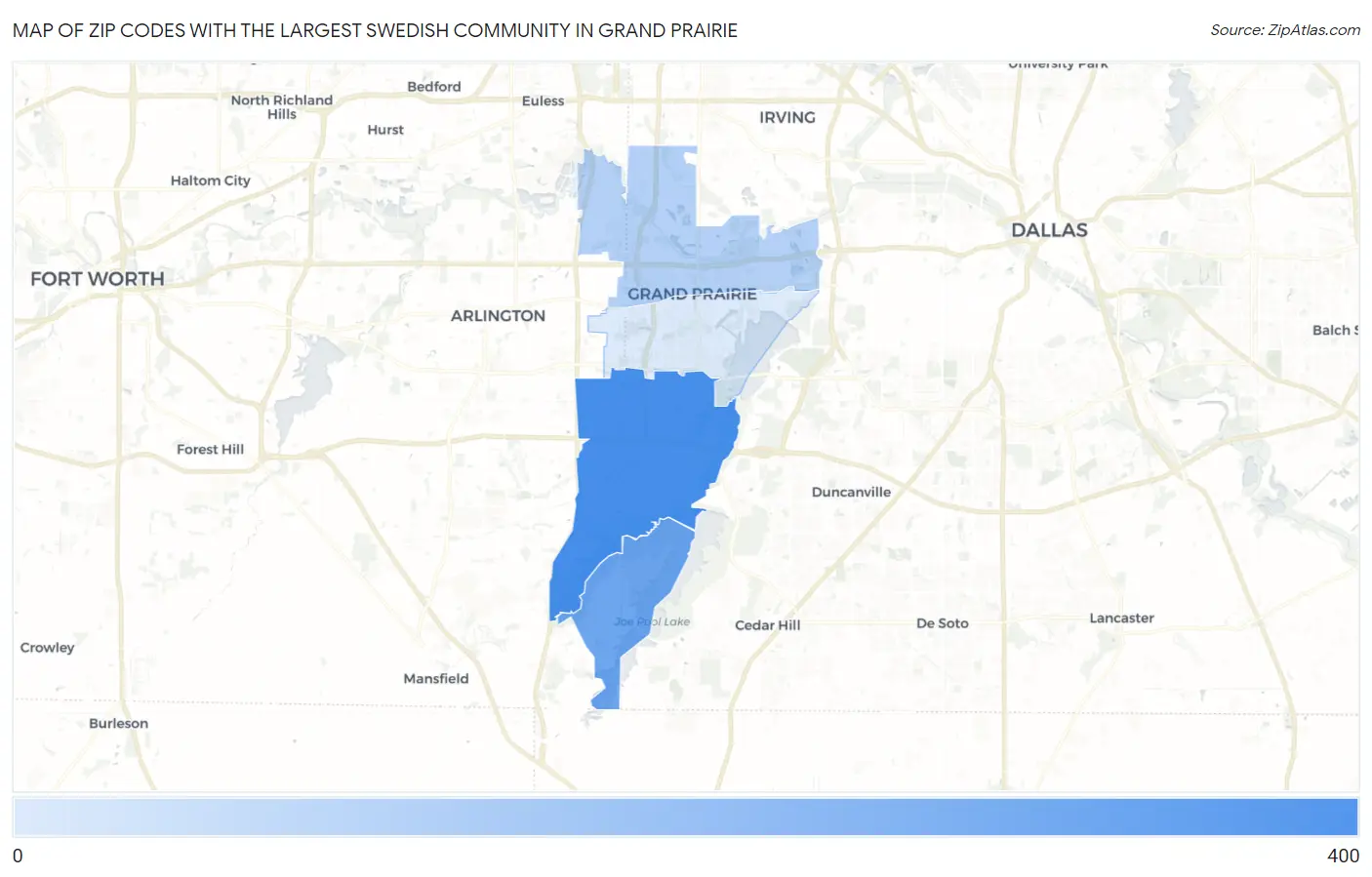 Zip Codes with the Largest Swedish Community in Grand Prairie Map