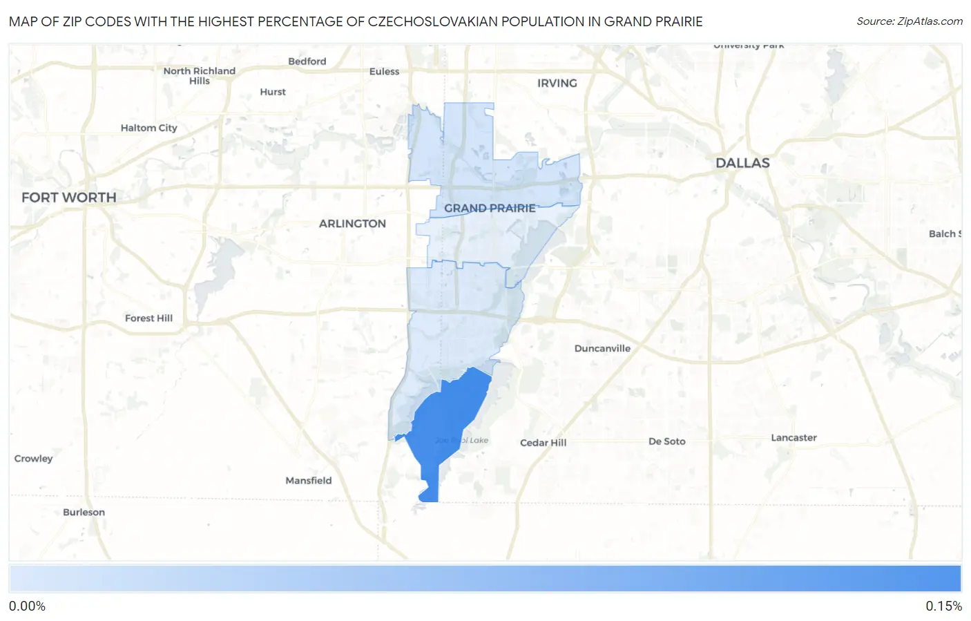 Zip Codes with the Highest Percentage of Czechoslovakian Population in Grand Prairie Map