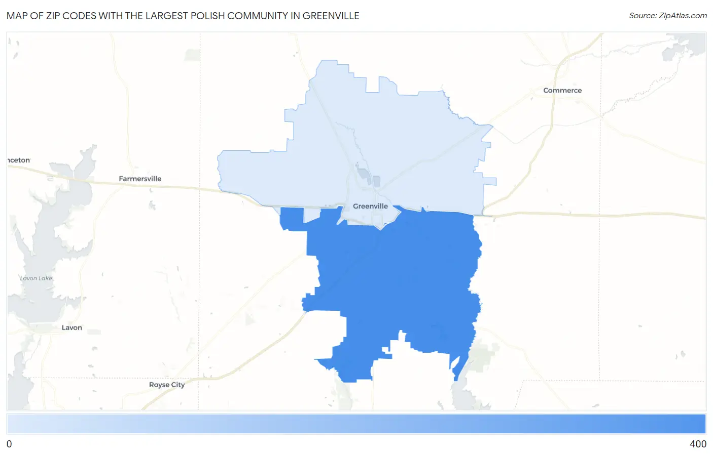 Zip Codes with the Largest Polish Community in Greenville Map