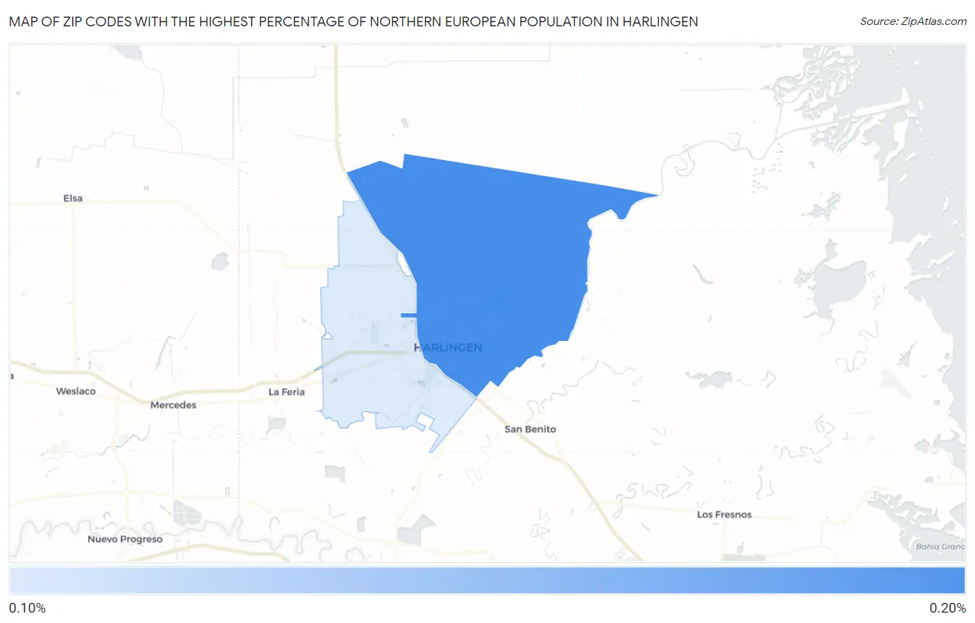 Zip Codes with the Highest Percentage of Northern European Population in Harlingen Map