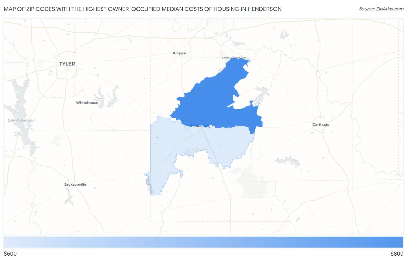 Zip Codes with the Highest Owner-Occupied Median Costs of Housing in Henderson Map