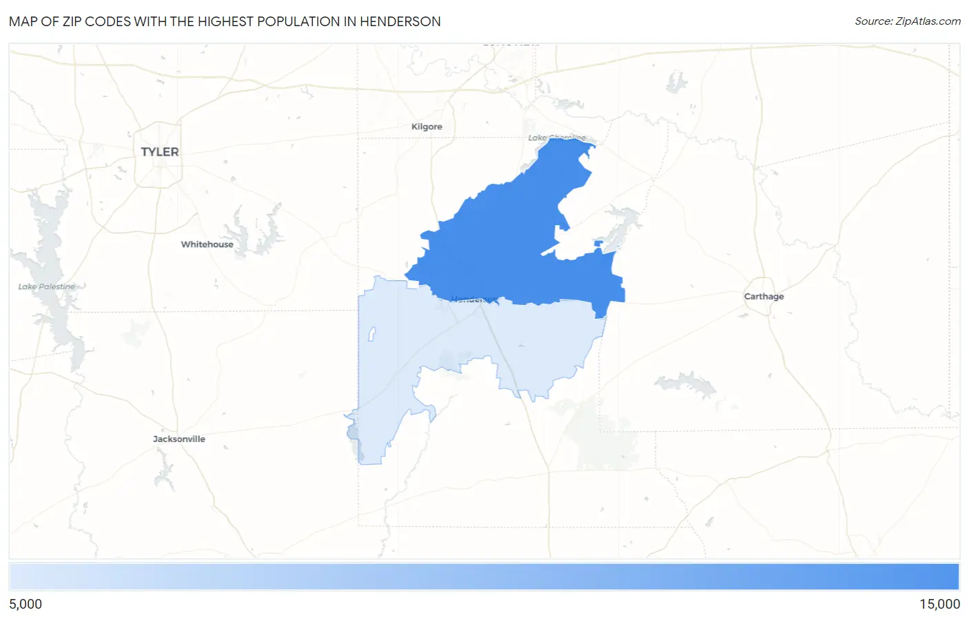 Zip Codes with the Highest Population in Henderson Map