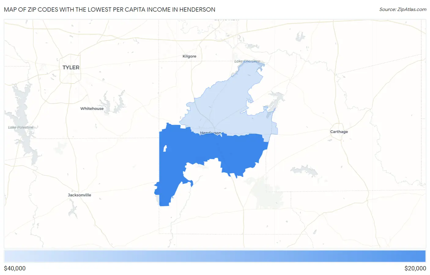 Zip Codes with the Lowest Per Capita Income in Henderson Map