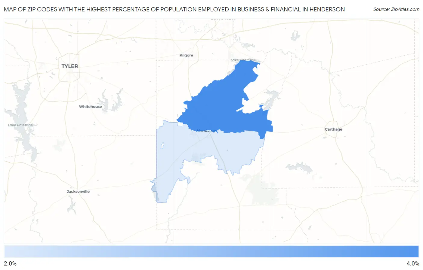 Zip Codes with the Highest Percentage of Population Employed in Business & Financial in Henderson Map
