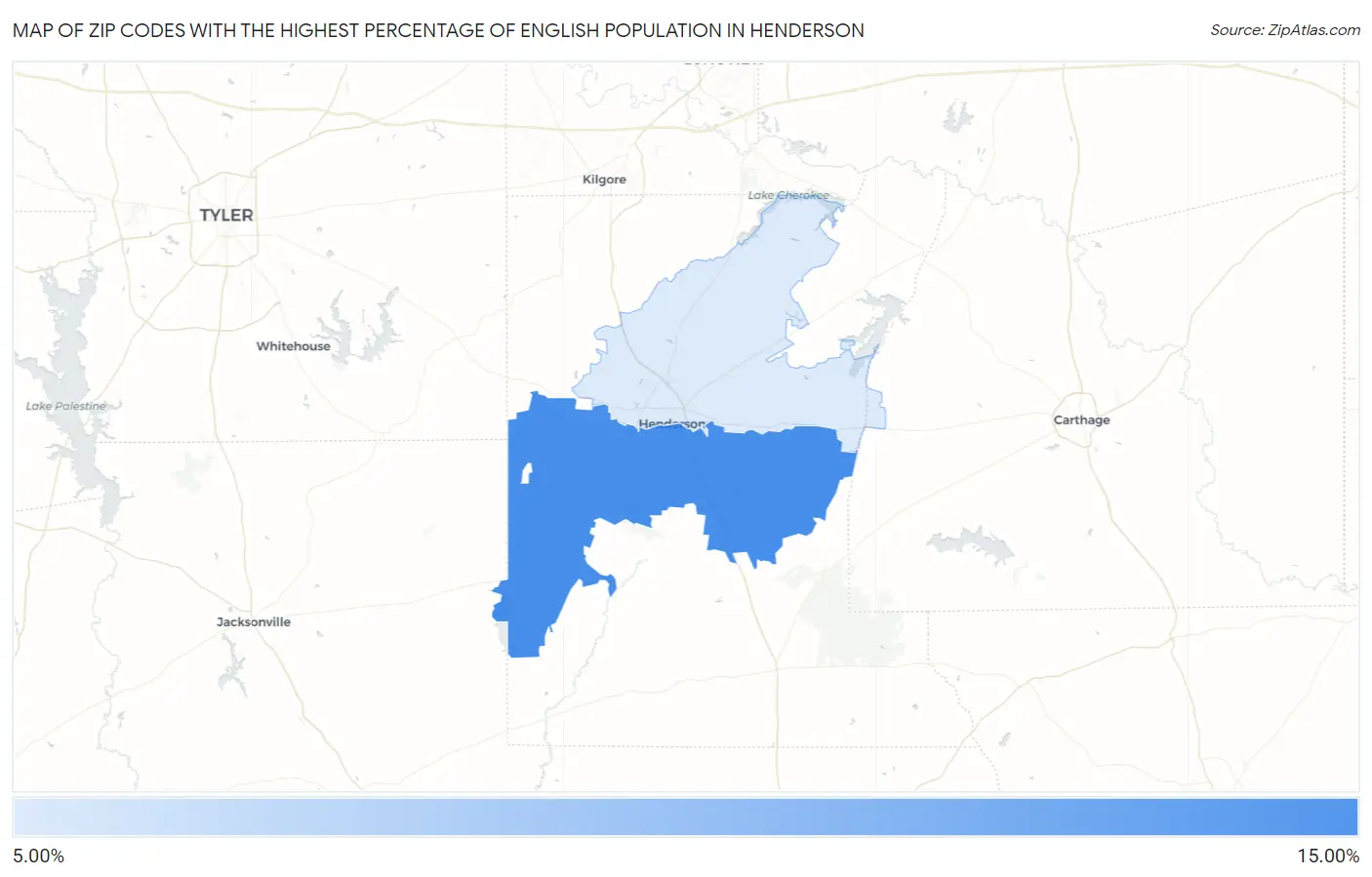 Zip Codes with the Highest Percentage of English Population in Henderson Map