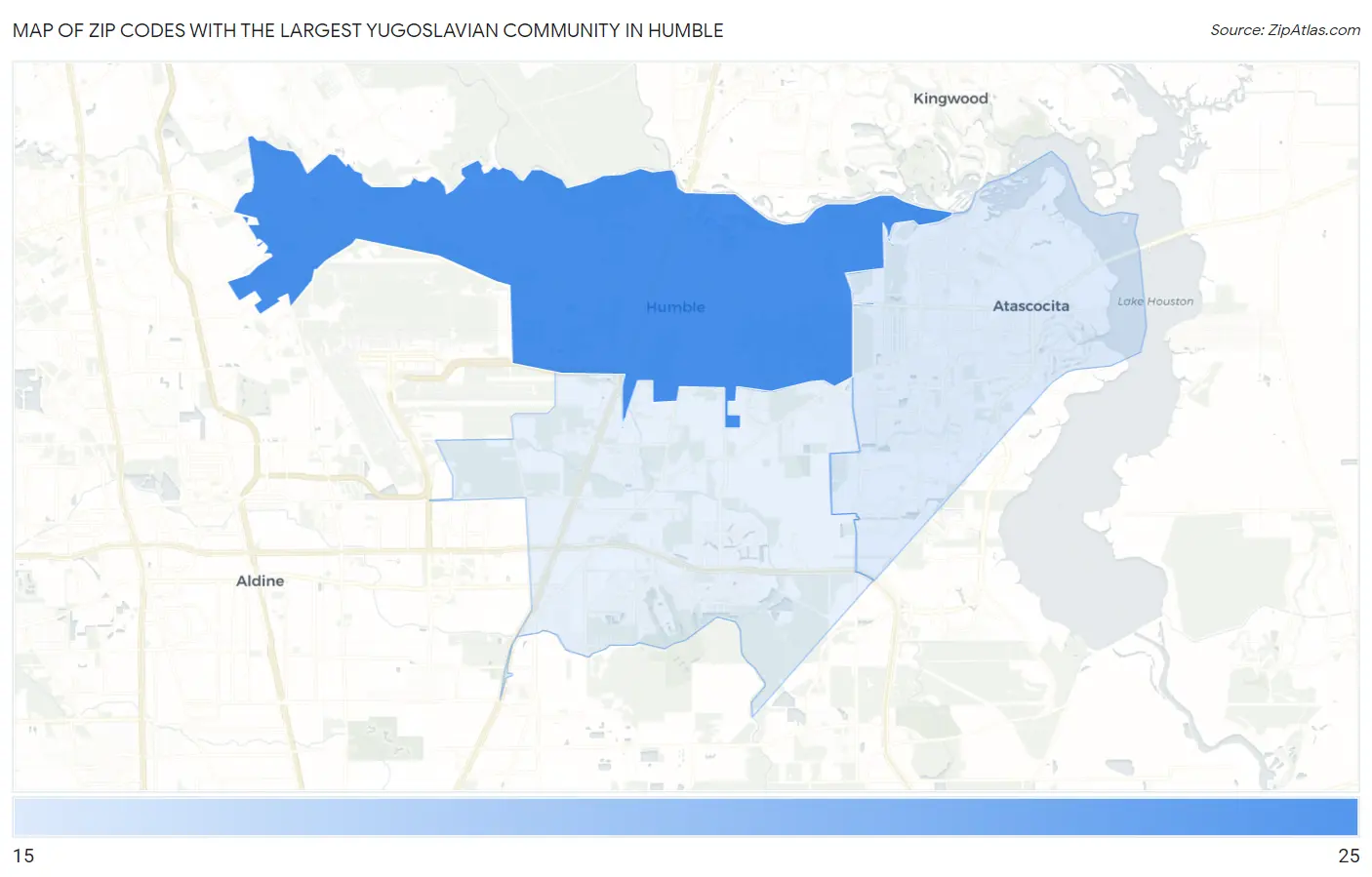 Zip Codes with the Largest Yugoslavian Community in Humble Map