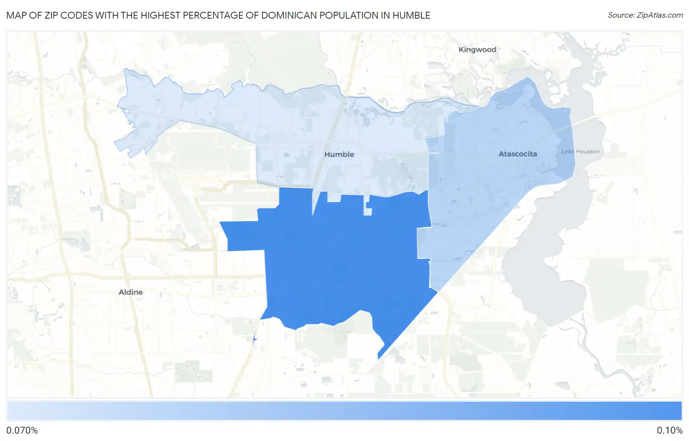 Zip Codes with the Highest Percentage of Dominican Population in Humble Map