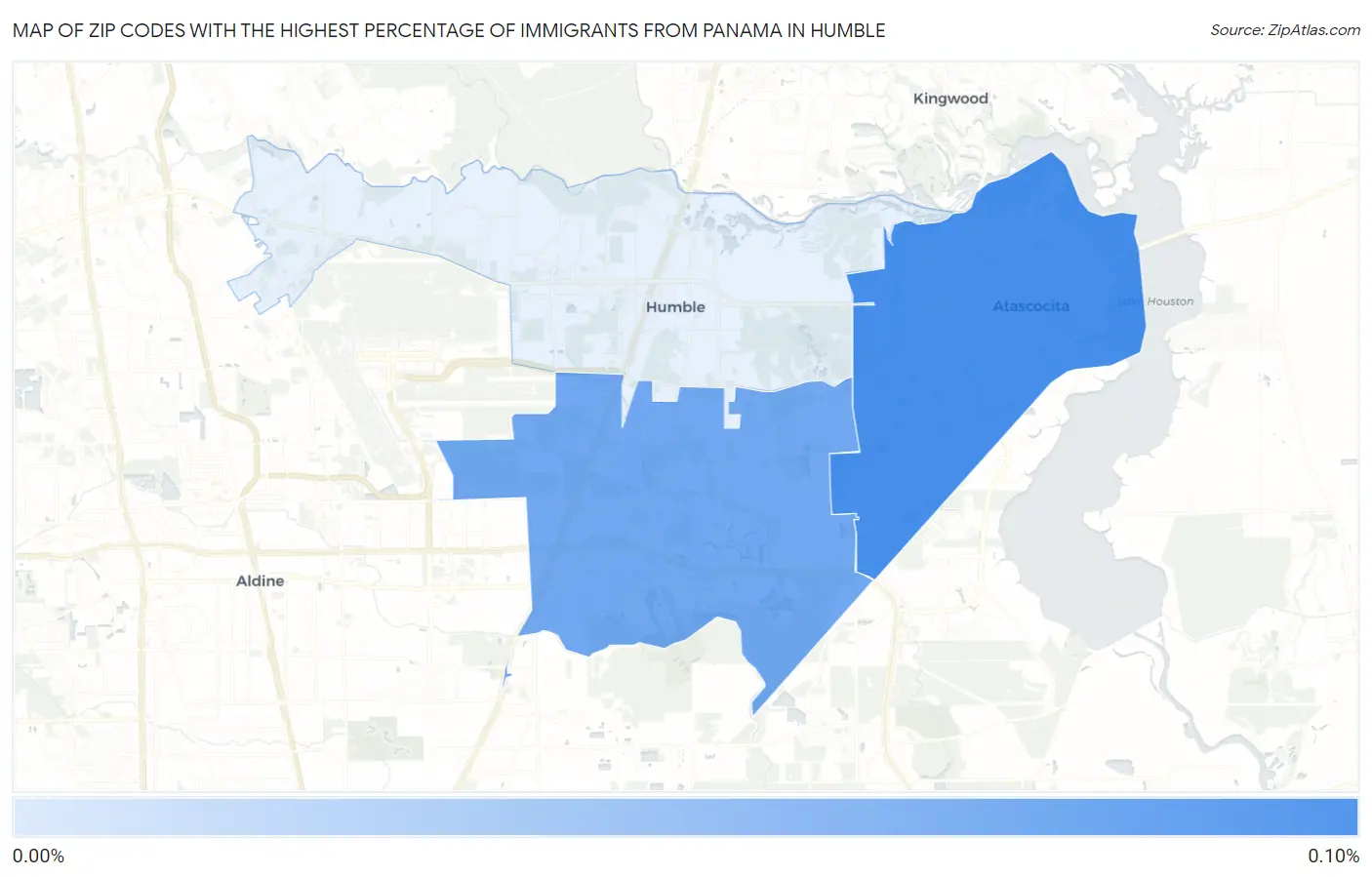 Zip Codes with the Highest Percentage of Immigrants from Panama in Humble Map
