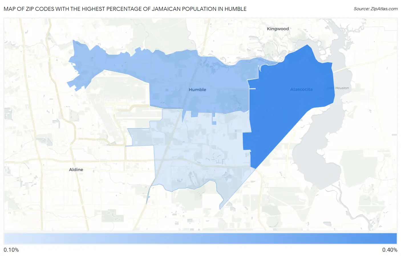 Zip Codes with the Highest Percentage of Jamaican Population in Humble Map