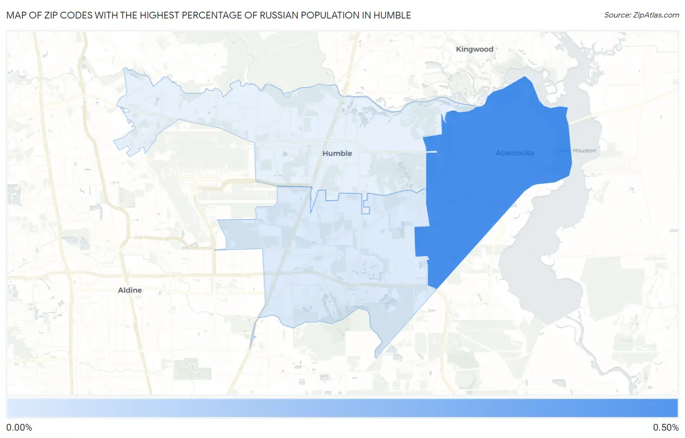 Zip Codes with the Highest Percentage of Russian Population in Humble Map
