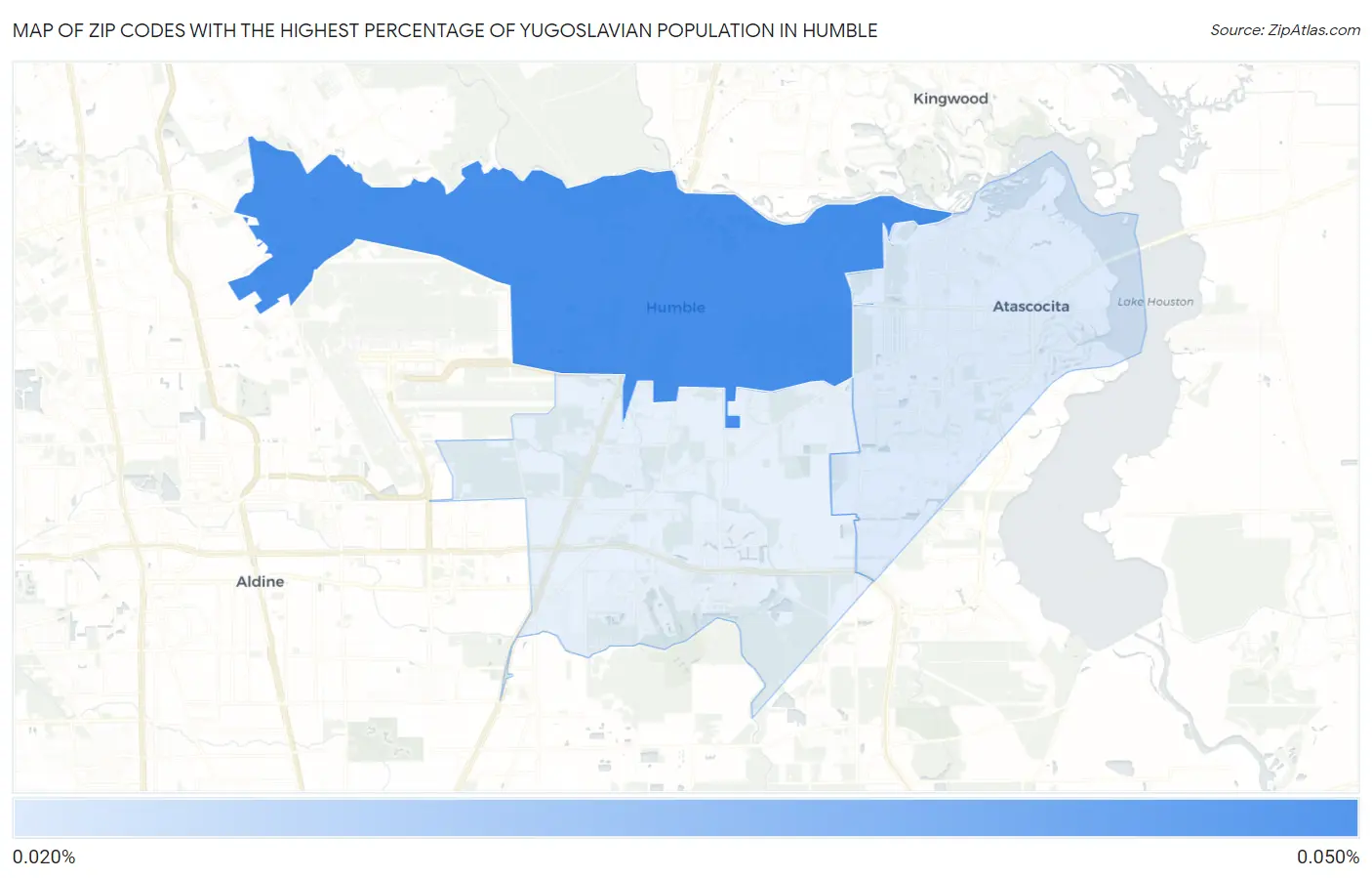 Zip Codes with the Highest Percentage of Yugoslavian Population in Humble Map