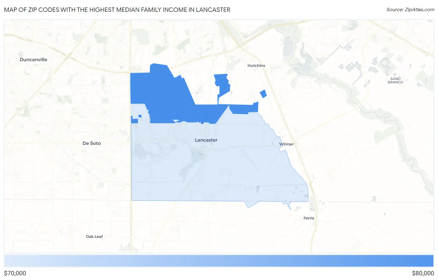 Zip Codes with the Highest Median Family Income in Lancaster Map