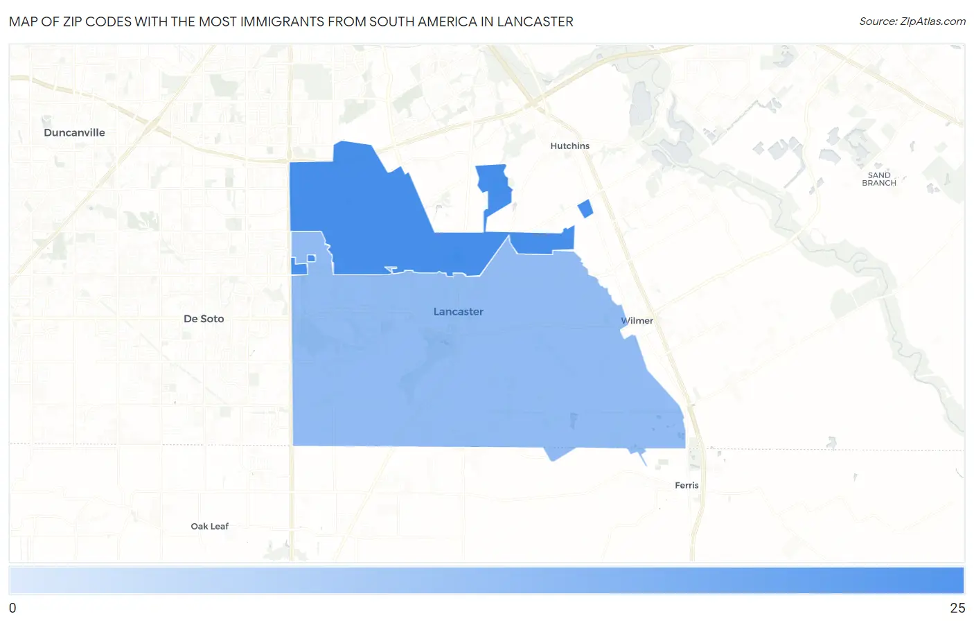 Zip Codes with the Most Immigrants from South America in Lancaster Map