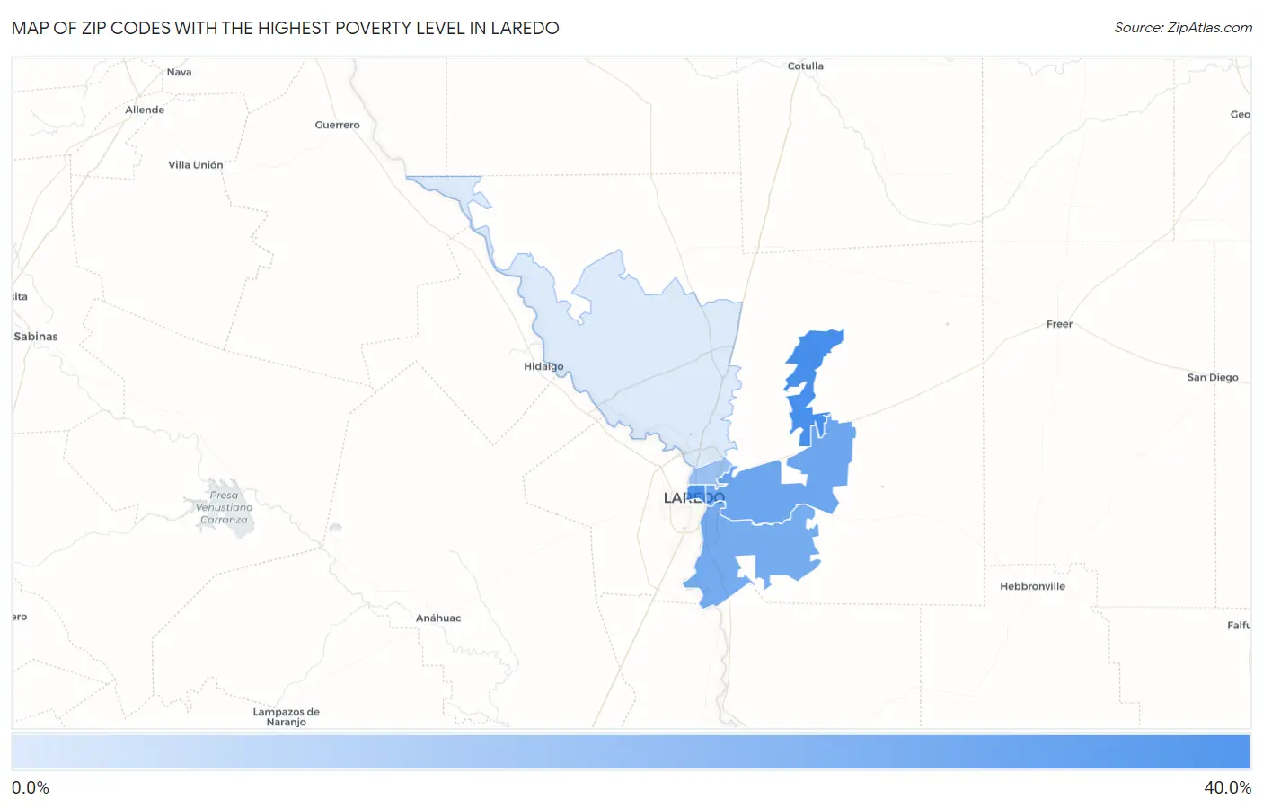 Zip Codes with the Highest Poverty Level in Laredo Map