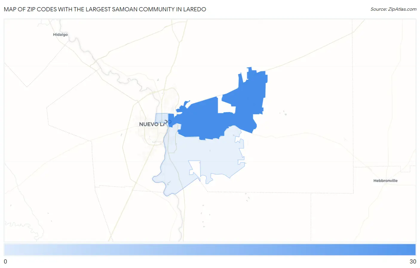 Zip Codes with the Largest Samoan Community in Laredo Map