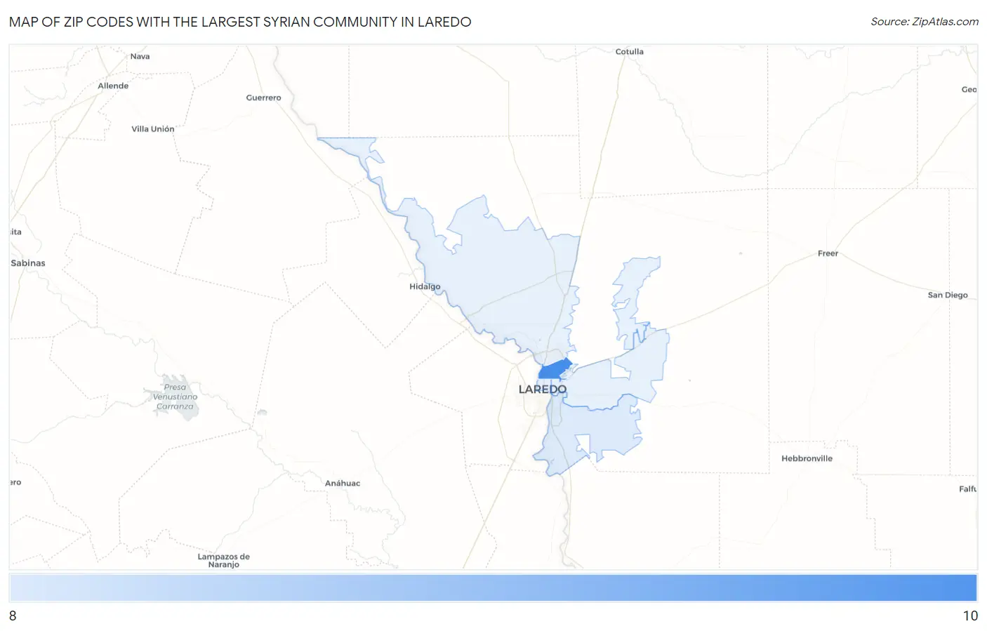 Zip Codes with the Largest Syrian Community in Laredo Map